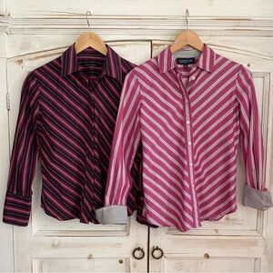 2 Cotton Shirts Petite Career Button Down Pink Banana Republic Jones New York